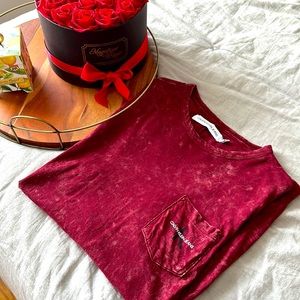 Calvin Klein Red Wash Tye Dye T Shirt Front Pocket